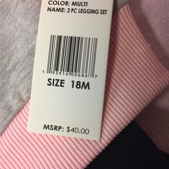 Betsey Johnson Girl’s XOX Sweater/Legging 2piece set,18m, grey/black/diff.pinks - Picture 10 of 11